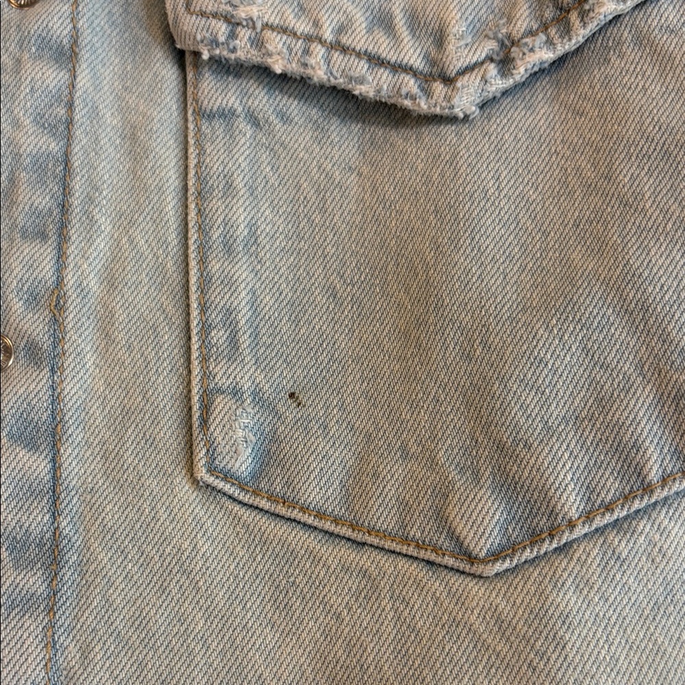 Zara Light Blue Cropped Denim Jacket - Picture 7 of 7